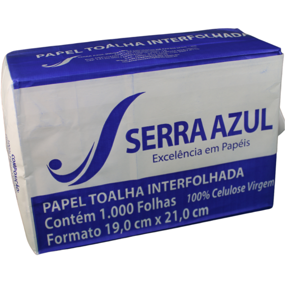 PAPEL TOALHA INTERFOLHA 100% CELULOSE 19X21 1000 FLS SERRA AZUL