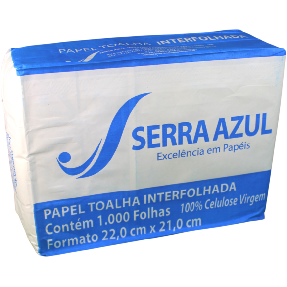 PAPEL TOALHA INTERFOLHA 100% CELULOSE 22X21 1000 FLS SERRA AZUL