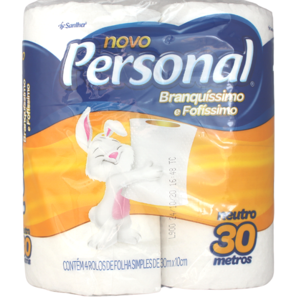 PAPEL HIGIÊNICO FOLHA SIMPLES PERSONAL 4 ROLOS 30MX10CM NEUTRO