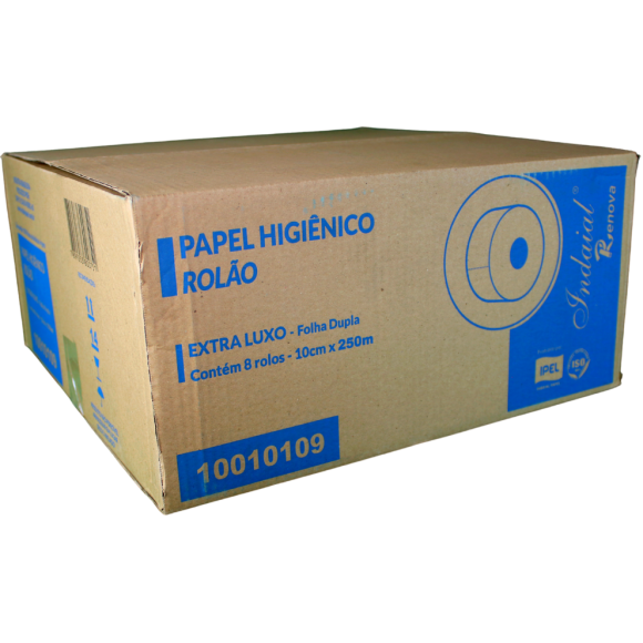 PAPEL HIGIÊNICO ROLÃO FOLHA DUPLA C/8 10X250 BRANCO INDAIAL